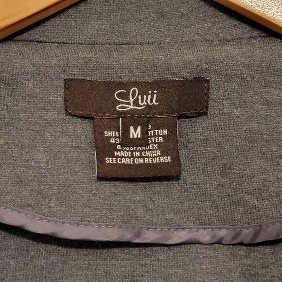 Luii Gray Cotton Blend Blazer Jacket Cowl Neck Tie Waist Chic Workwear Layer M - Picture 11 of 13